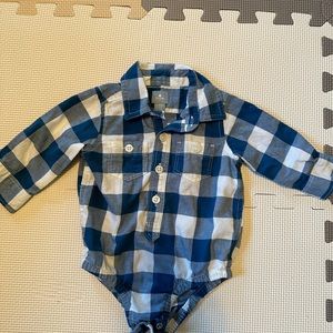 Blue plaid button down shirt